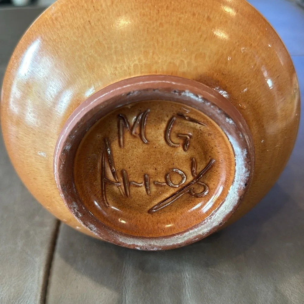 Manuel Garcia Arroyo Signed Pottery Brown & Green Glazed Ceramic Vase